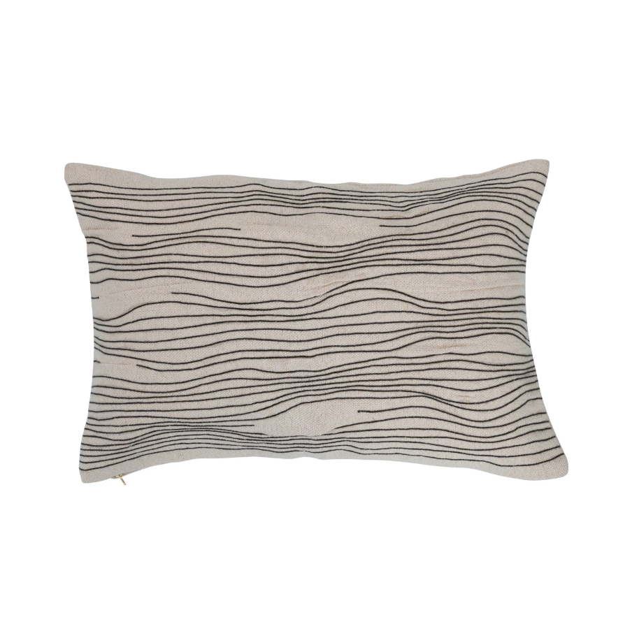 Embroidered Lines Lumbar Pillow - 13 Hub Lane   |  