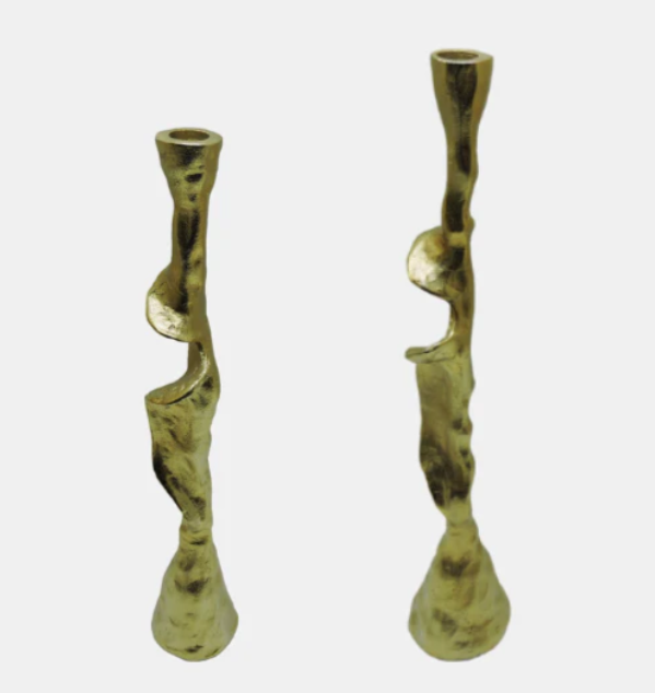 Gold Forged Organic Taper Candleholder