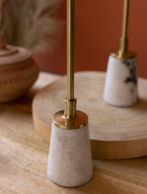 Brass & Marble Pillar Candle Holder
