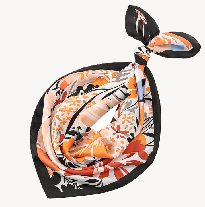 Tropical Flower Printed Satin Bandana Scarf