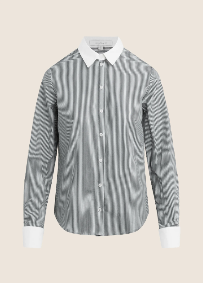 The Cuffed Statement Shirt, Charcoal Stripe