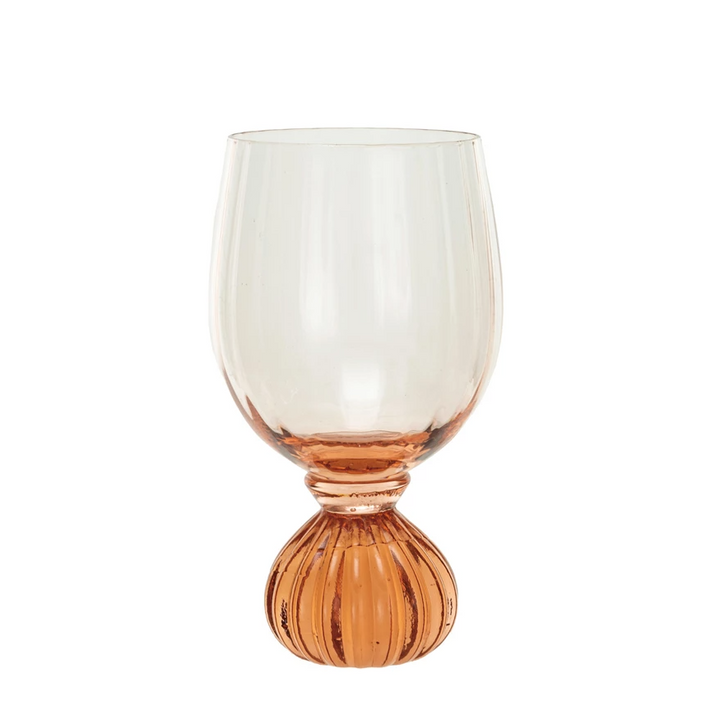 Ribbed Footed Pink Glass