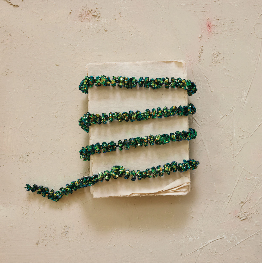 Glitter Ball Garland, Iridescent Green - 13 Hub Lane   |  Christmas Garlands