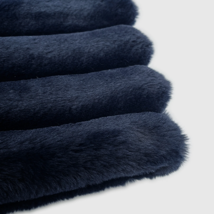 Puffy Faux Fur Throw, Indigo