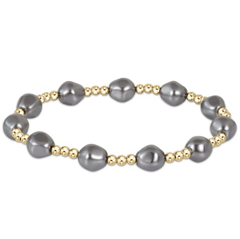 enewton admire gold 3mm bead bracelet - pearl - dark grey