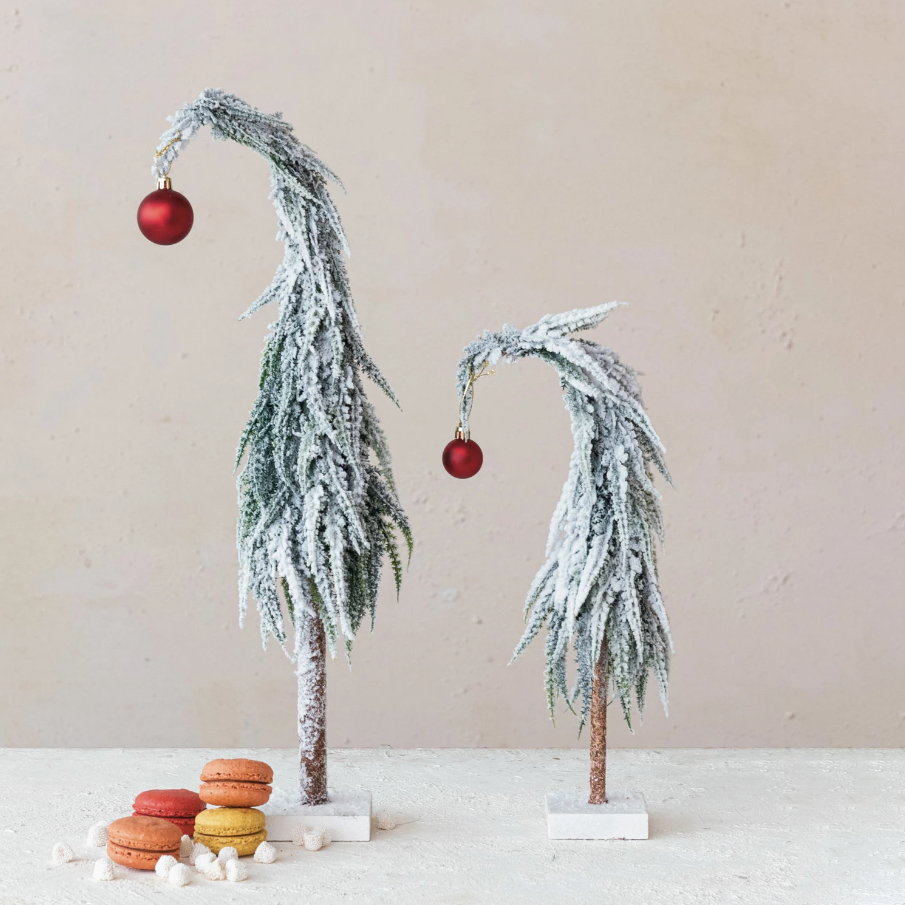 Leaning Evergreen w/ Red Ball Ornament - 13 Hub Lane   |  Tabletop Trees