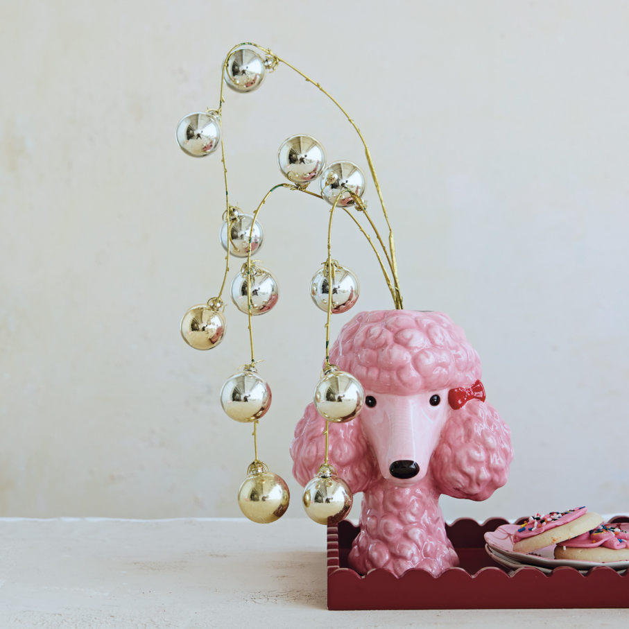 Dolomite Poodle Head Vase w/ Bows