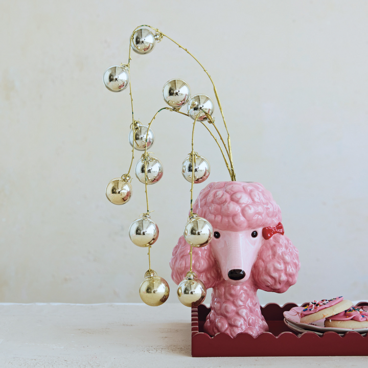 Dolomite Poodle Head Vase w/ Bows
