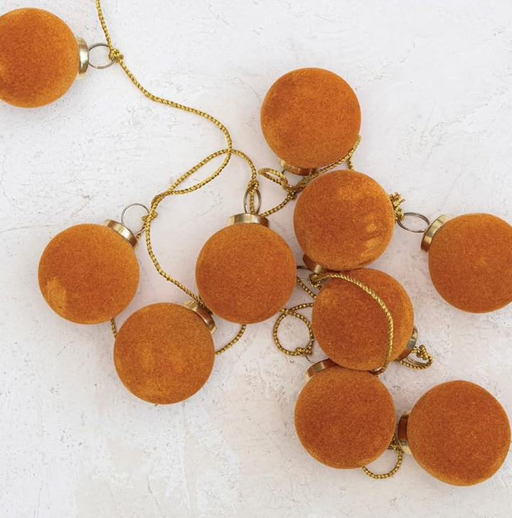 Butterscotch Flocked Glass Ball Garland