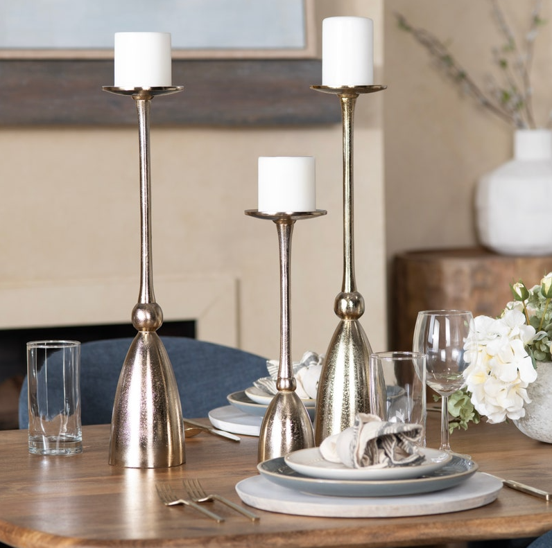 Triton Pillar Candle Holder, Silver