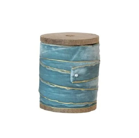 Metallic Edged Velvet Ribbon on Wooden Spool - 13 Hub Lane   |  Ribbons