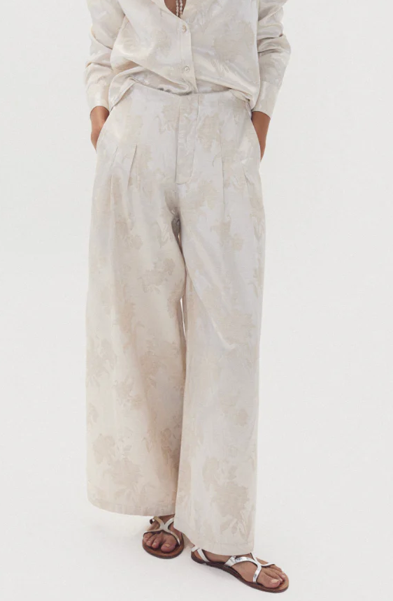 Culotte Brocade Pants, Ivory Garden - 13 Hub Lane   |  Trousers