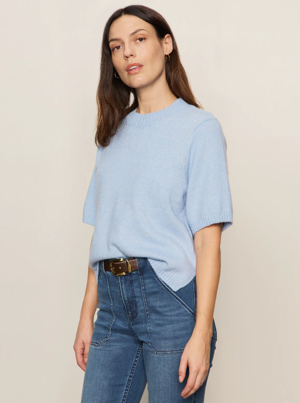 Perfect Sweater Tee, Blue Powder - 13 Hub Lane   |  Crewneck Sweaters