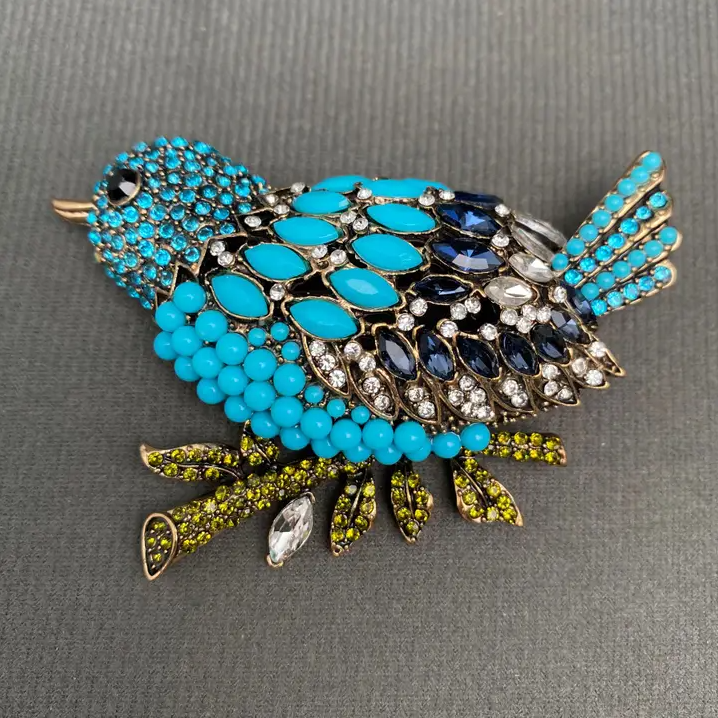 Rhinestone Birds On Tree Branch - 13 Hub Lane   |  Brooches
