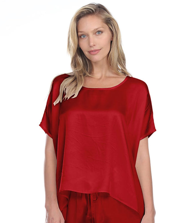 PJ Harlow Roxxy All Satin Tee, Red