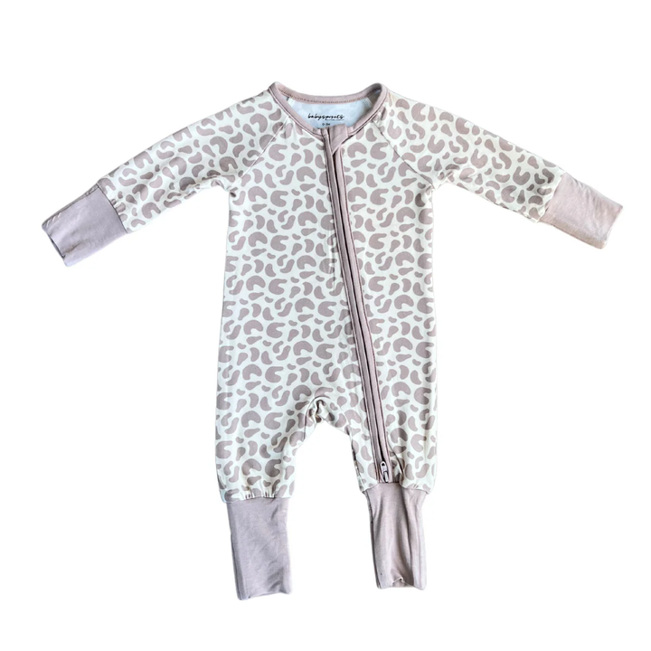 Footless Romper Lilac Leopard