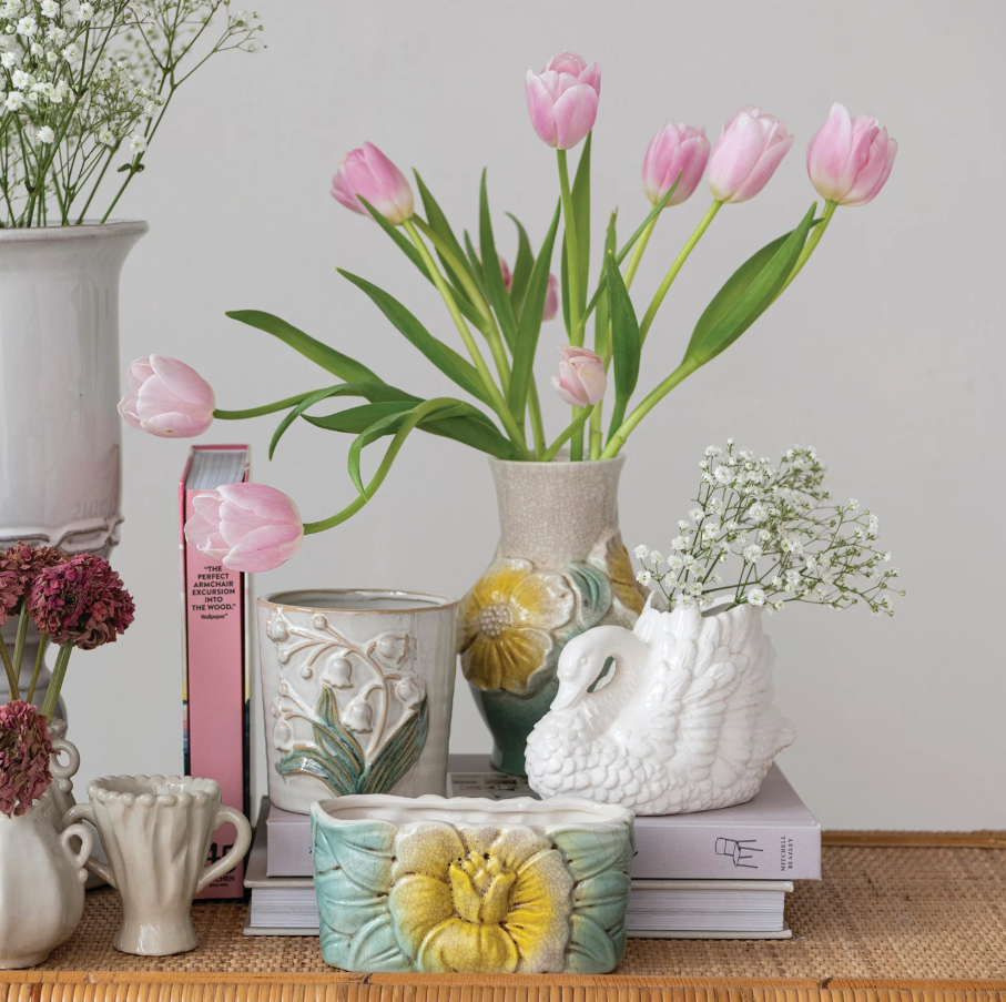 Stoneware Swan Vase