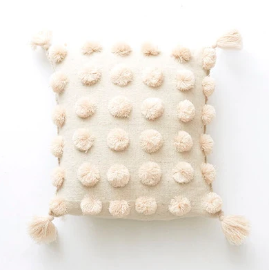 Ula Pom Pom Pillow - Natural - 13 Hub Lane   |  Wool Pillows