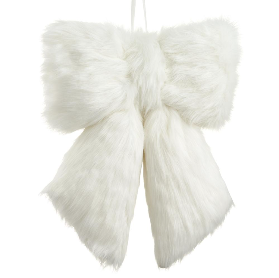 Fur Bow Ornament, White
