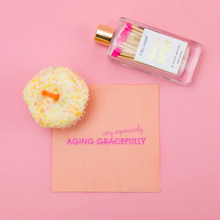 Aging Very Expensively - Cocktail Napkins - 13 Hub Lane   |  Funny Cocktail Napkins