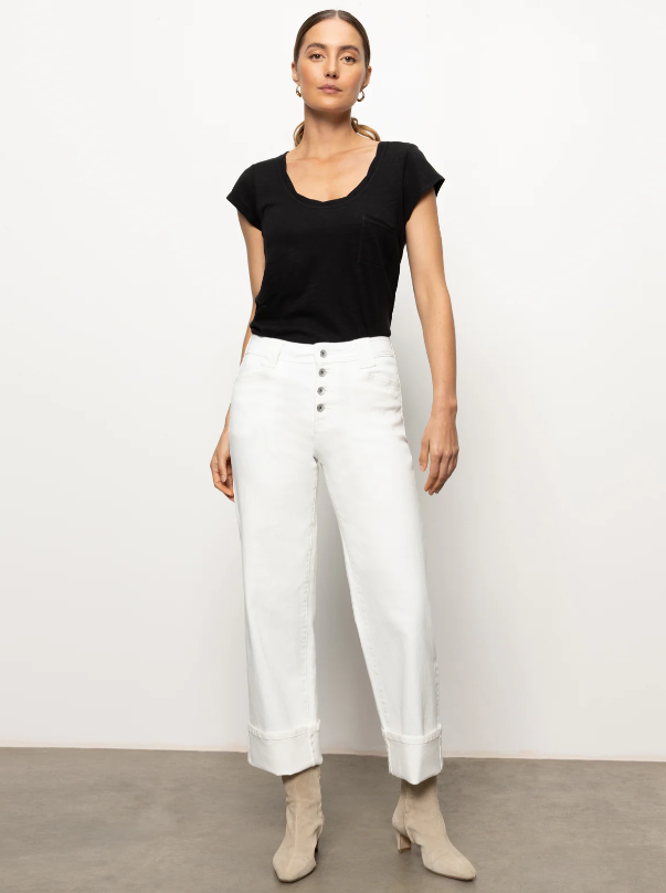 Luna Cuffed Jeans, Bleached White