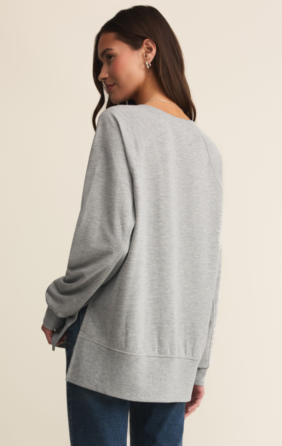 Modern V-Neck Weekender, Classic Heather Grey - 13 Hub Lane   |  V-Neck Sweatshirts