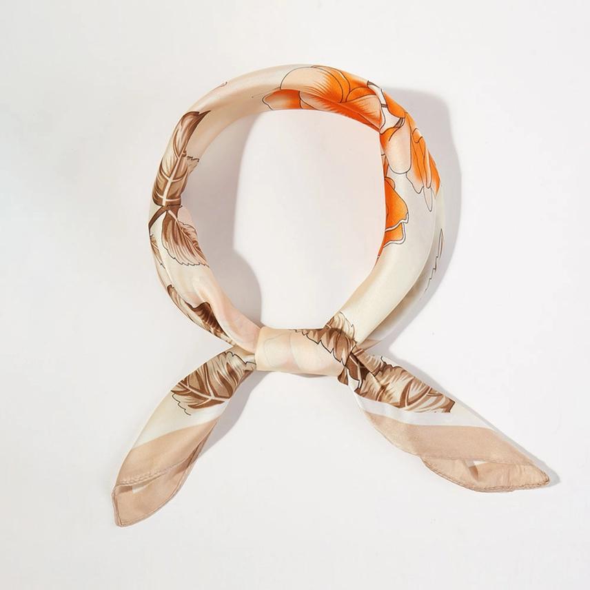 Floral Garden Print Satin Bandana Scarf