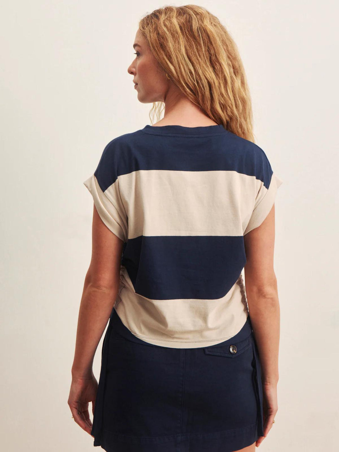 All Day Ruched Tee, Navy Blazer/ Dark Opal Rugby