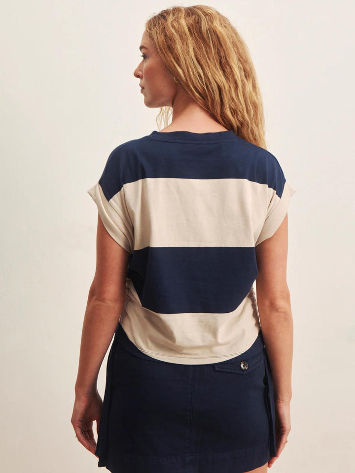 All Day Ruched Tee, Navy Blazer/ Dark Opal Rugby