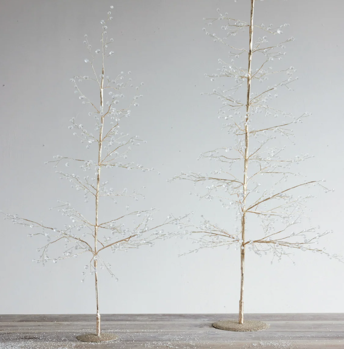 Metal Wire Tree w/ Jewels & Glitter, Gold