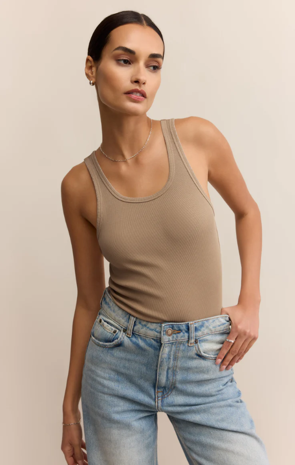 Classic Scoop Rib Tank, Desert Tan - 13 Hub Lane   |  Scoop Neck Tanks