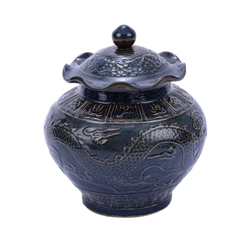 Carved Dragon Lotus Jar