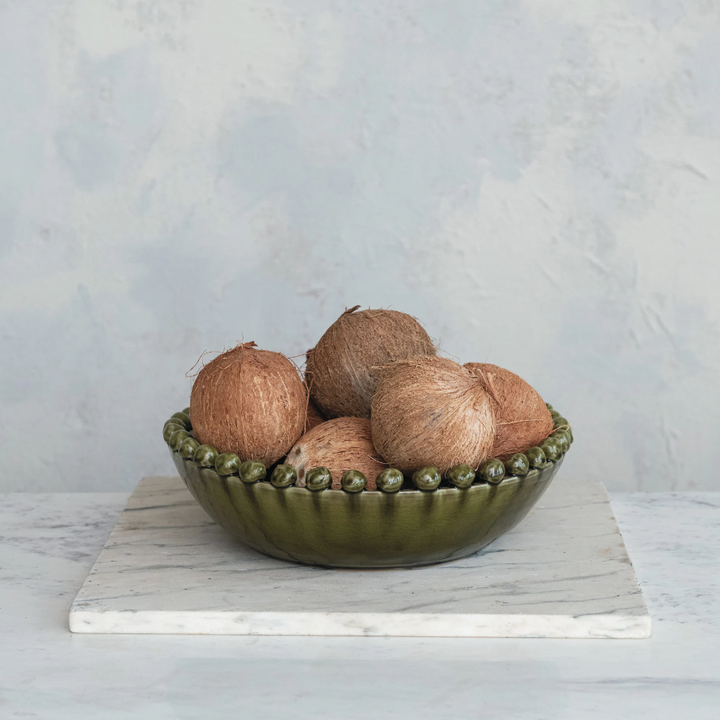 Decorative Handmade Terra-Cotta Bowl w/ Hobnail Edge