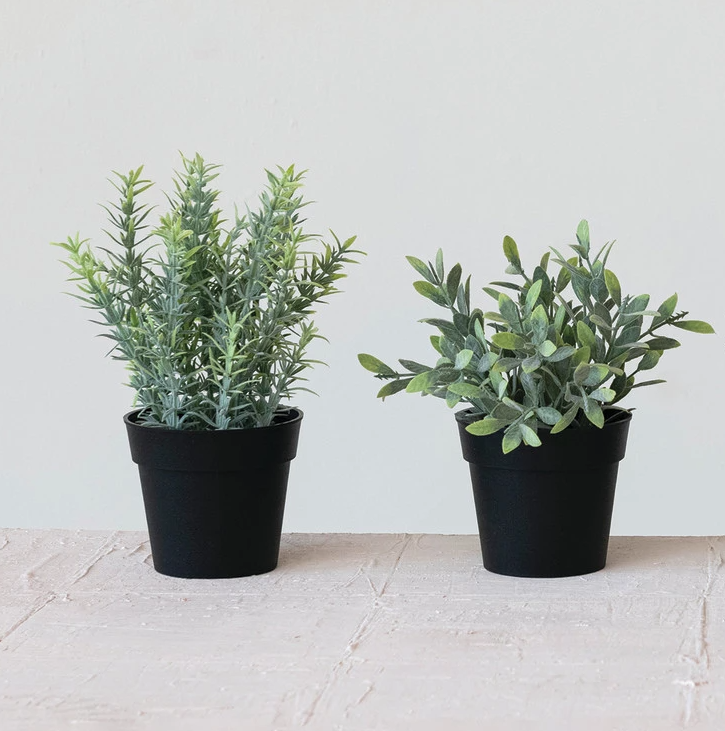 Faux Herbs in Plastic Pot