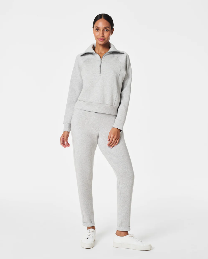 Spanx AirEssentials Half Zip, Light Grey Heather