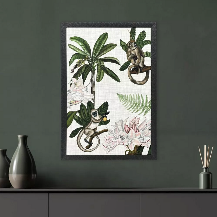 Monkey On Linen I - 13 Hub Lane   |  Under Glass Prints & Art