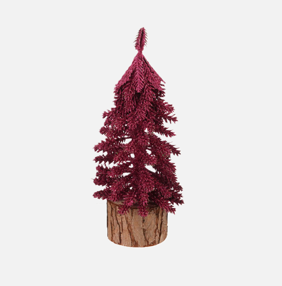Glitter Tree w/ Wood Base, Pink
