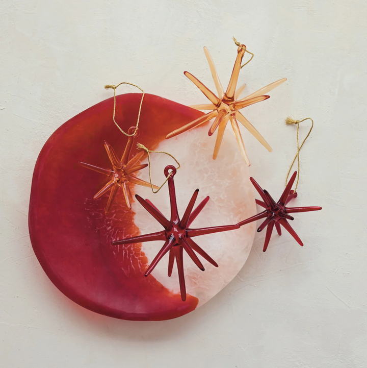 Handmade Glass Star Ornament, Red