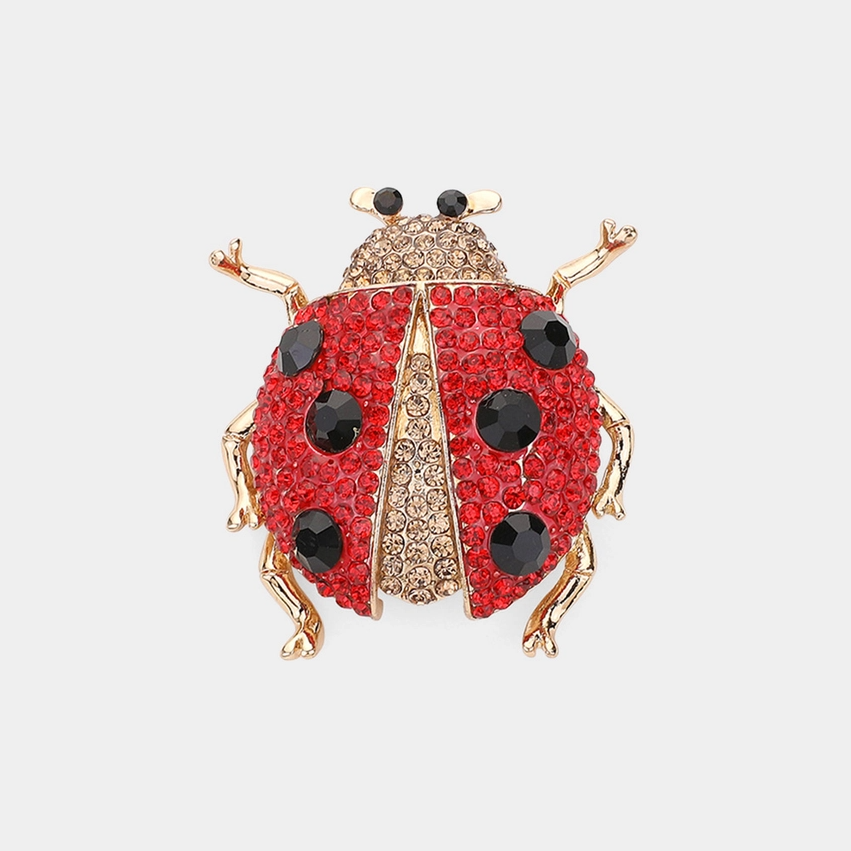 Rhinestone Ladybug Brooch - 13 Hub Lane   |  