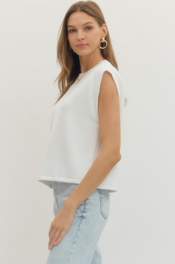 Cap Sleeve Crew Top, Off-White - 13 Hub Lane   |  Cap Sleeve Tees