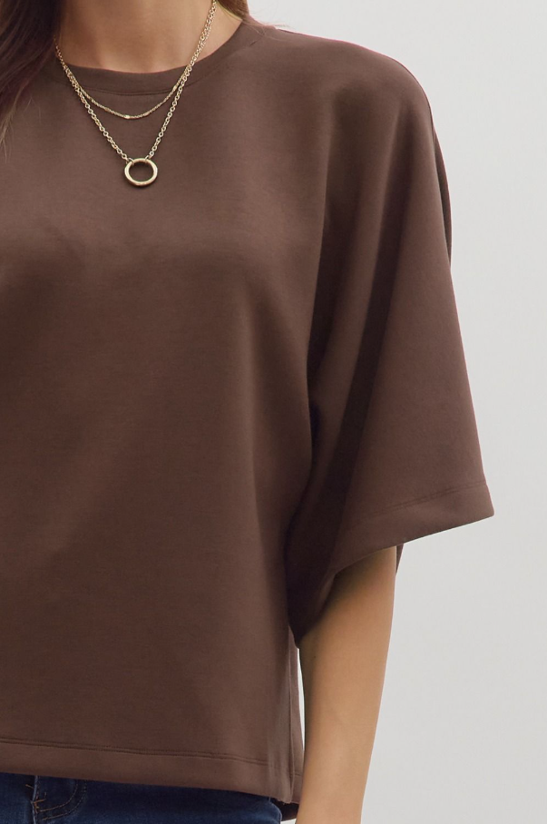 Capelet Knit Top, Brown - 13 Hub Lane   |  Wide Sleeve Tops