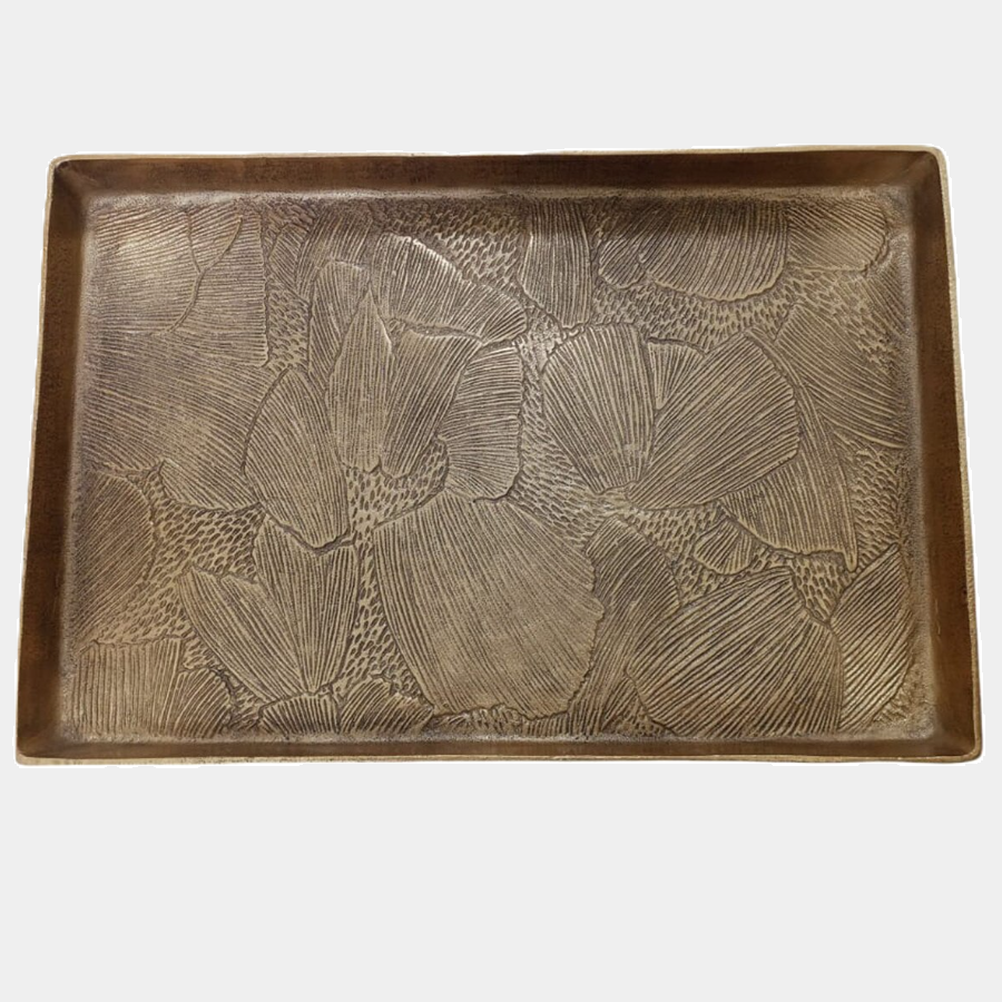 Embossed Floral Design Tray - 13 Hub Lane   |  Metal Trays