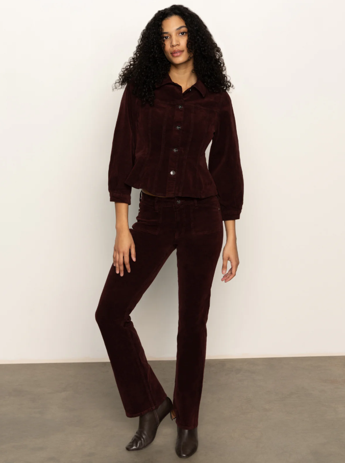 Velveteen Brook Bootcut Pants, Dark Crimson - 13 Hub Lane   |  Bootcut Pants