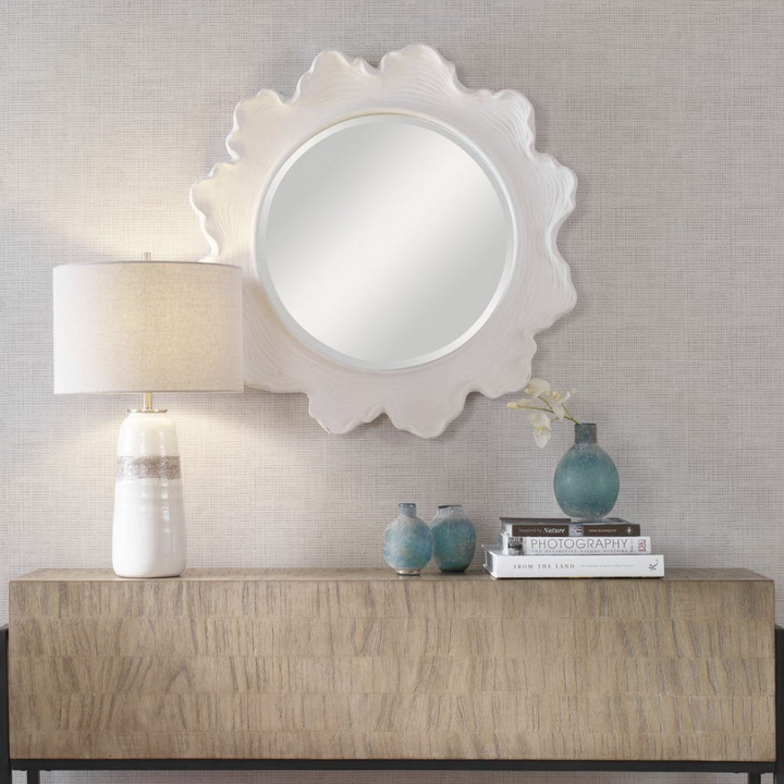 Sea Coral Round Mirror, White - 13 Hub Lane   |  