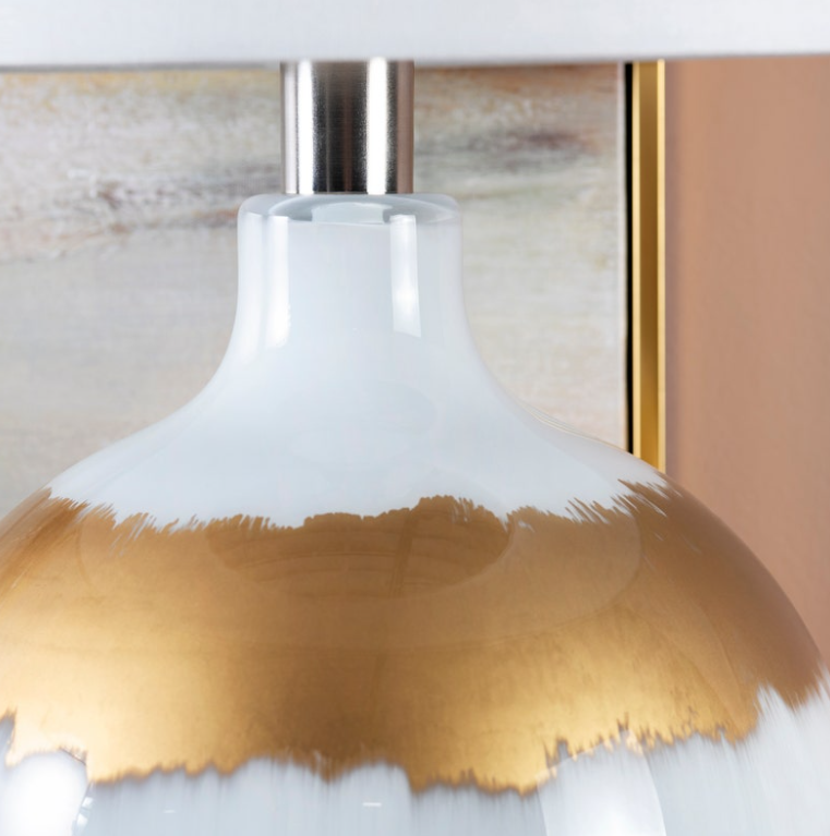 Dana Reverse Painted Table Lamp, White Gold - 13 Hub Lane   |  Glass Table Lamps