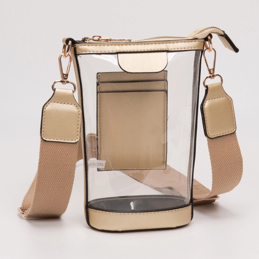 Transparent Crossbody Bag / Phone Bag, Gold - 13 Hub Lane   |  Clear Crossbodies
