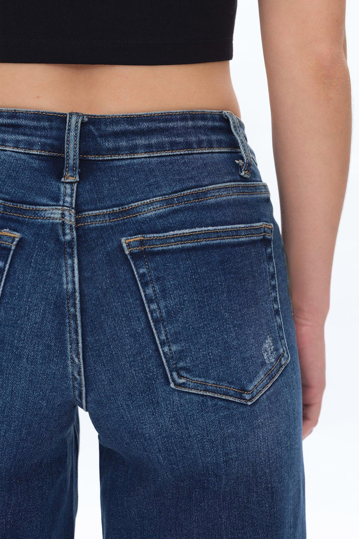 Mid Rise Wide Leg Jeans, Dark Blue