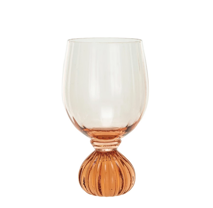 Ribbed Footed Pink Glass - 13 Hub Lane   |  Wine Glasses