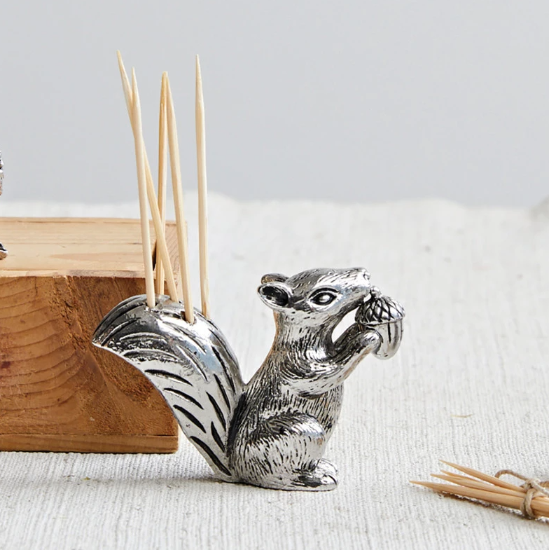 Pewter Toothpick Holder w/ Toothpicks