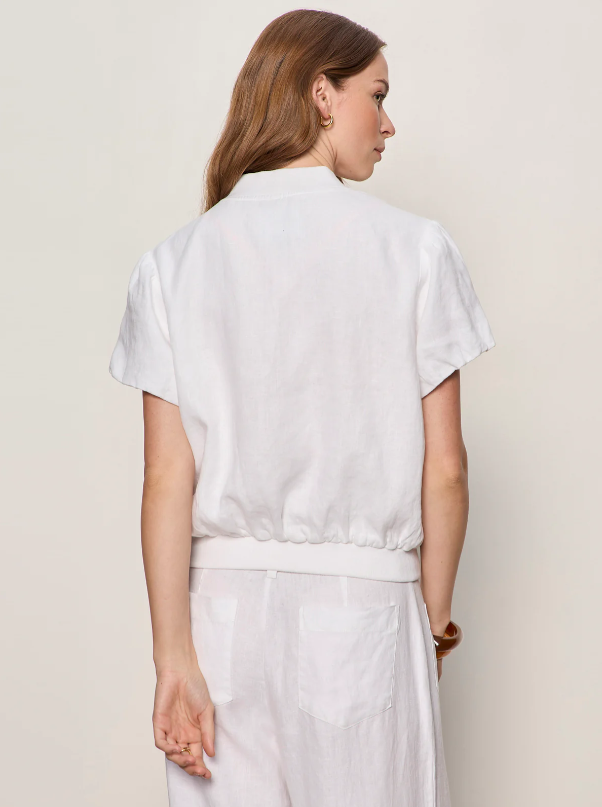 Everly Linen Bomber, White